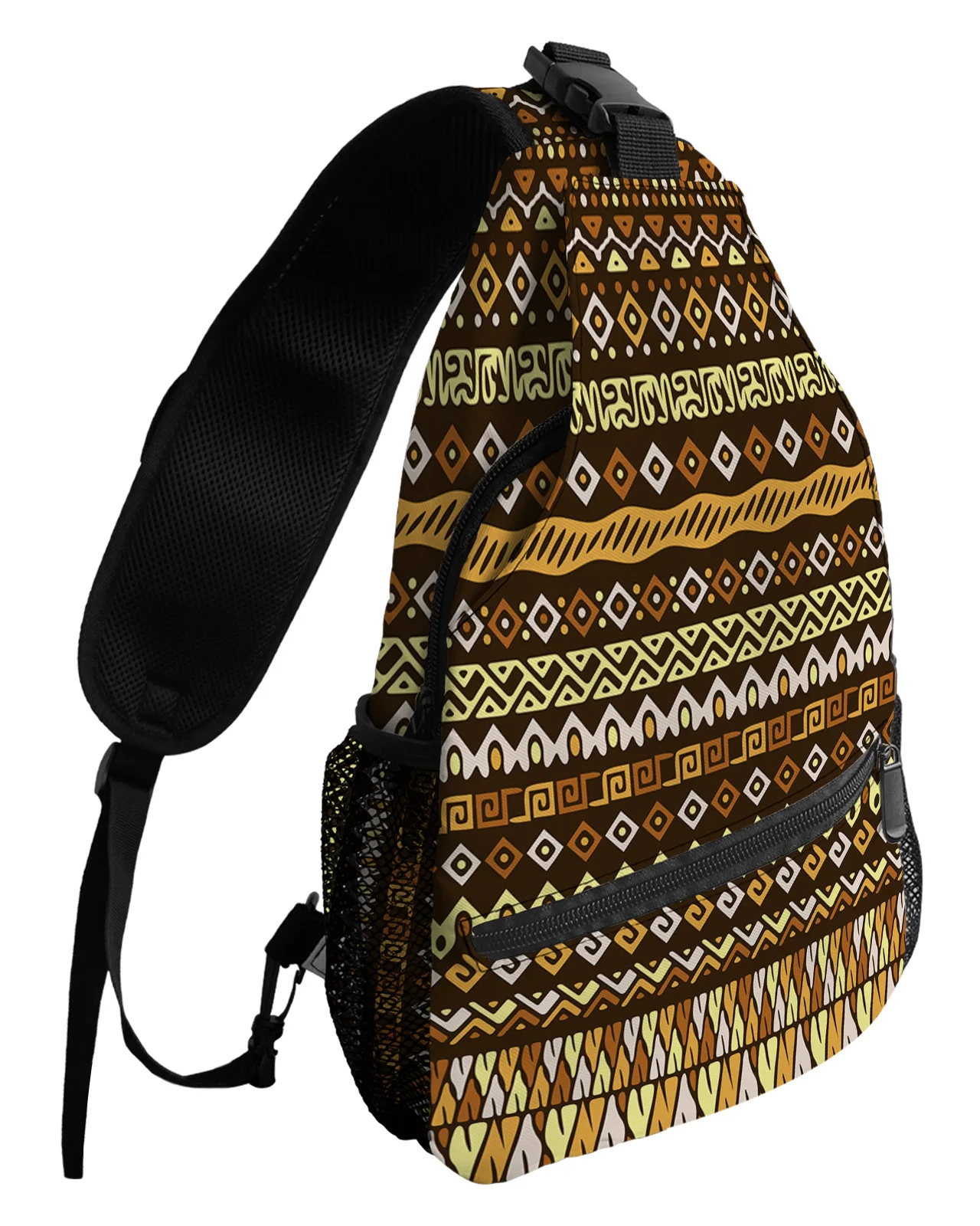 African Tribal Pattern Chest Bag for Men Casual Sports Shoulder Bag Women's Travel Waterproof Messenger Bag