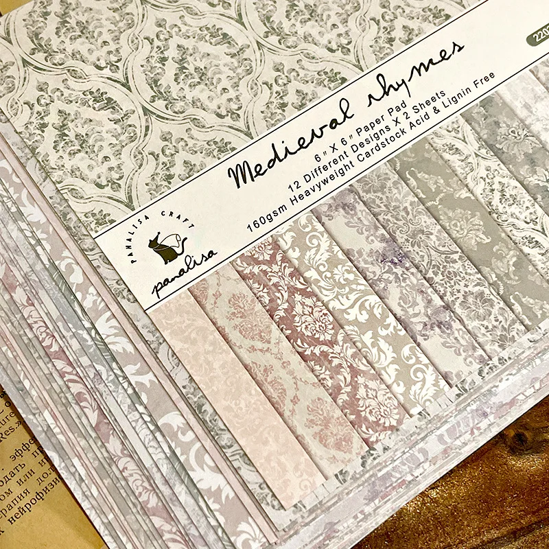12 Sheet Baroque Pattern Material Paper Craft Paper Handmade Art Paper Background Pad Card Making Scrapbooking Material Pack