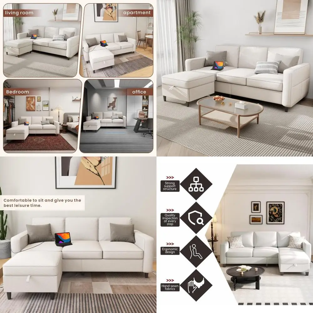 

79-дюймовый угловой диван для гостиной - Г-образный 4-местный глубокий секционный диван, со съемными чехлами, подходит для гостиной