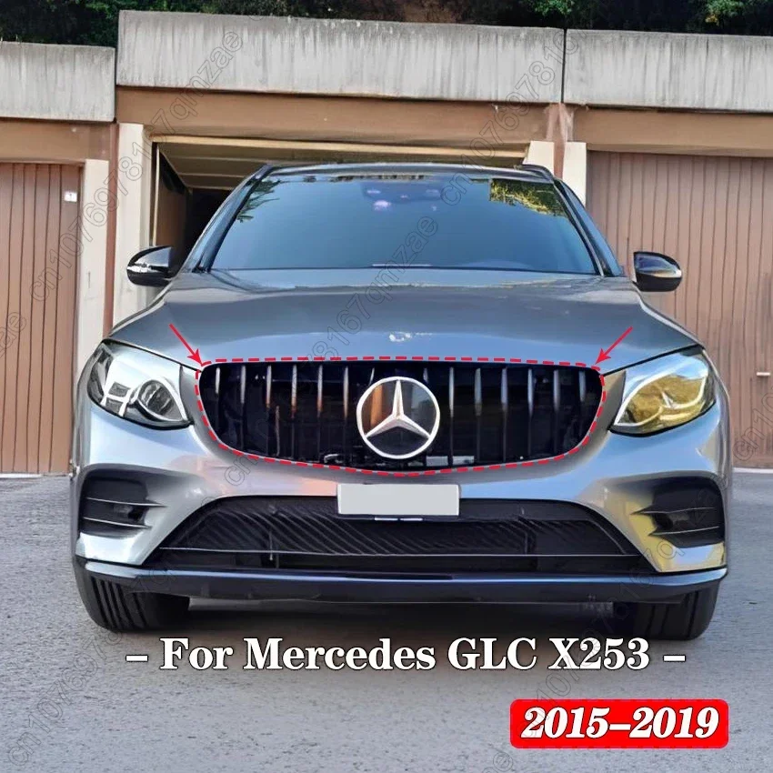 

For Mercedes Benz GLC-Class X253 2015-2019 GLC250 GLC300 GLC350e GLC43 AMG GT Style Front Hood Grille Racing Grill Kits Refit