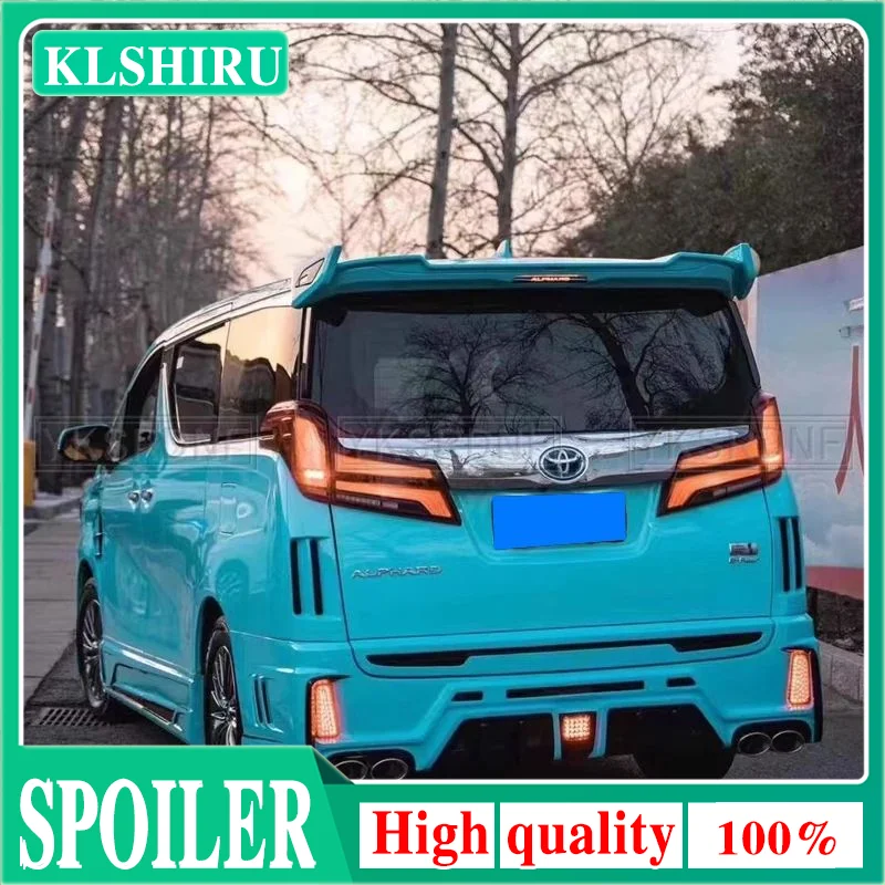 For Toyota Alphard Vellfire 30 Series AH30 2015-2023 High Quality FPR Primer & Carbon Fiber Rear Trunk Lip Spoiler Roof Wing