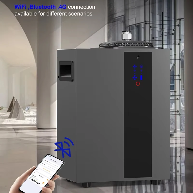 Waterless Essential Oil Diffuser Bluetooth App Scent Air Machine for Large Rooms Home Office Hotel Spas Cold Air Black Machine