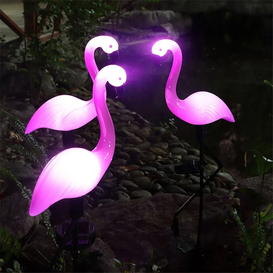 Tirvose Led Solar Tuin Licht Outdoor 1/3Pcs Flamingo Vorm Pad Licht Waterdicht Landschap Gazon Lampen Voor Huis Tuin Decoratie