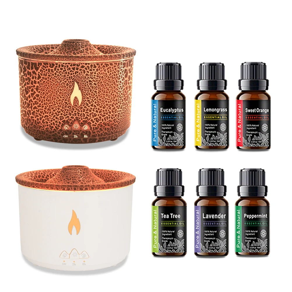 

Увлажнитель воздуха с функцией ароматерапии, диффузор Volcano улучшает качество сна и воздуха (6 масел в комплекте) для дома