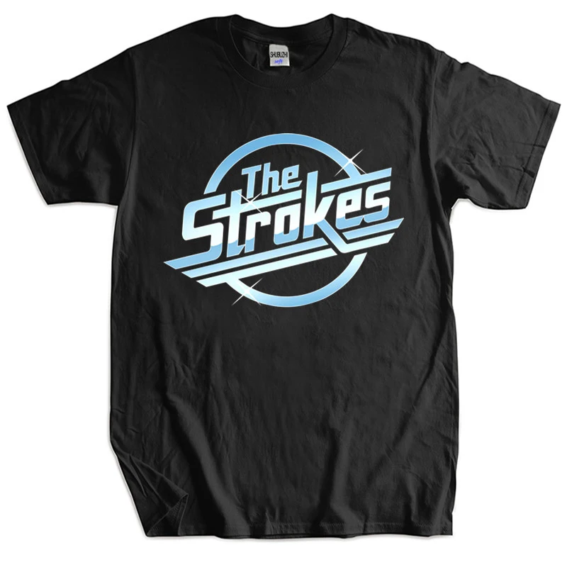 Men Cotton T Shirt Summer Tops The Strokes T Shirt Men Indie Rock Band T-shirt women Homme Black T-shirt plus size