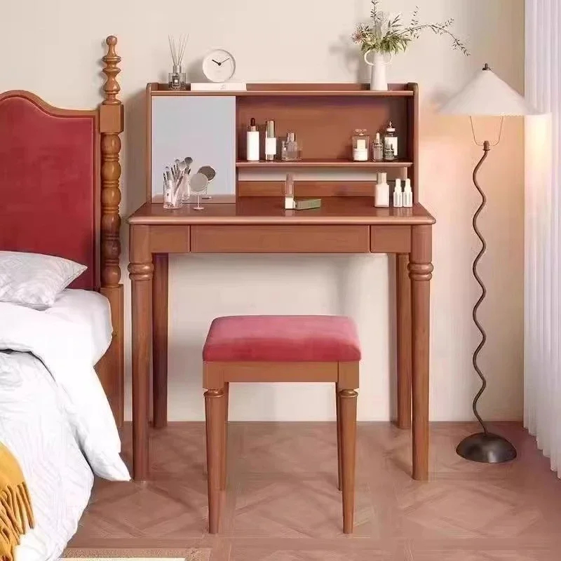 European Classic Luxury Nordic Bedroom Dresser Grey Solid Wood Dresser Mirror Home Furniture Makeup