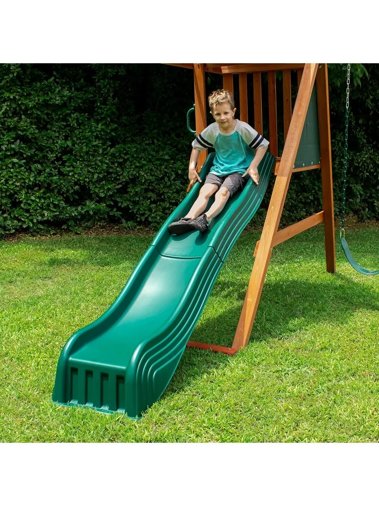 WS 5037 Two Piece Plastic Cool Wave Slide for Swing Sets- Swing Set Replacement Slide, Green