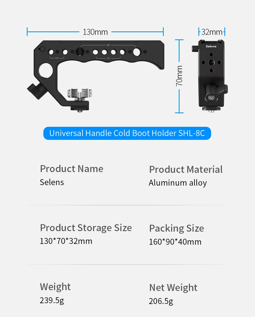 Selens a7iii a7r3 a7m3 Camera Cage Rig For A7III A7R3 A7M3 Cold Shoe Mount with Aluminum Top Handle Grip Pearwood handle