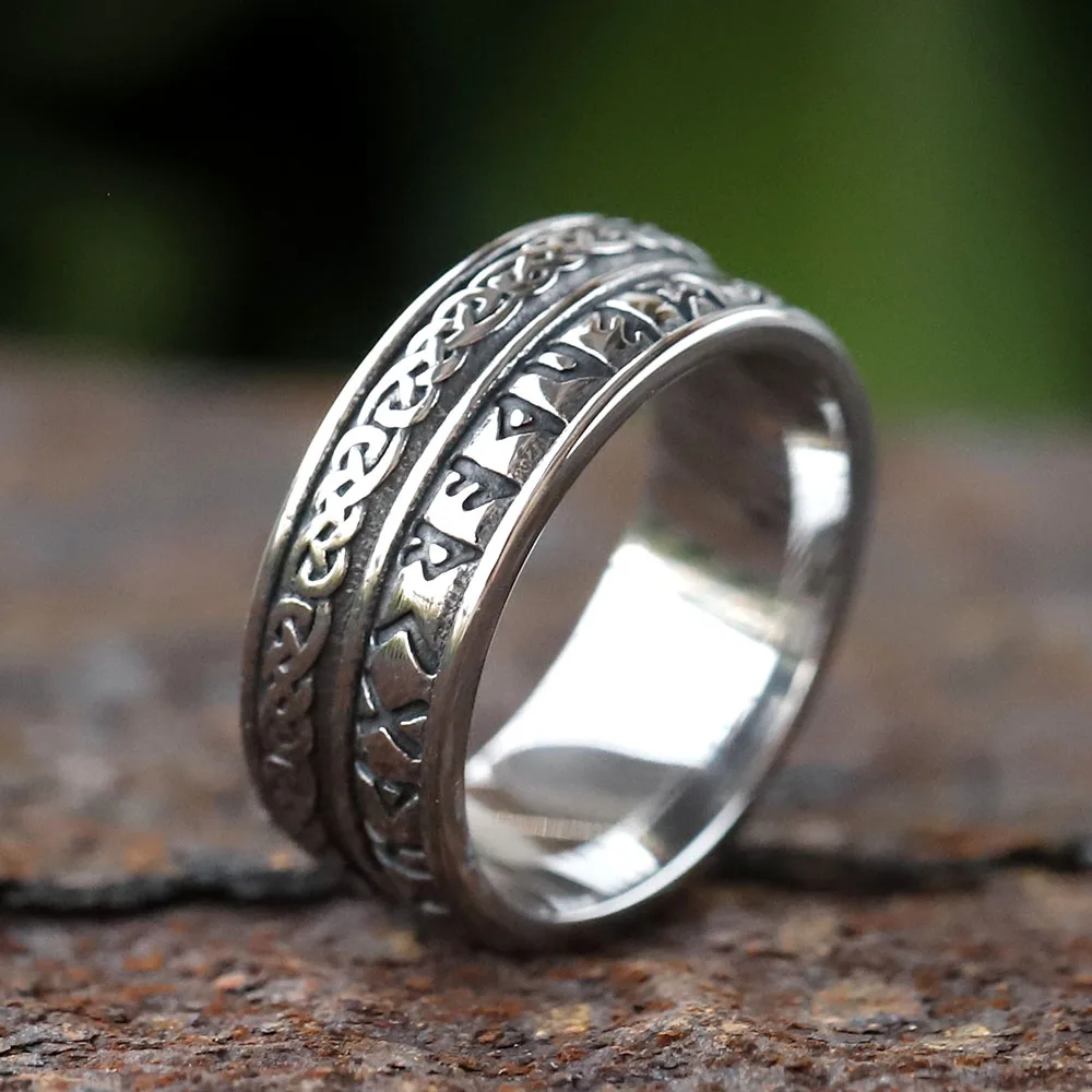 Vintage Odin Norse Viking Rune Rings For Men Fashion Stainless Steel Celtic Knot Rings Retro Couple Amulet Jewelry Drop shipping