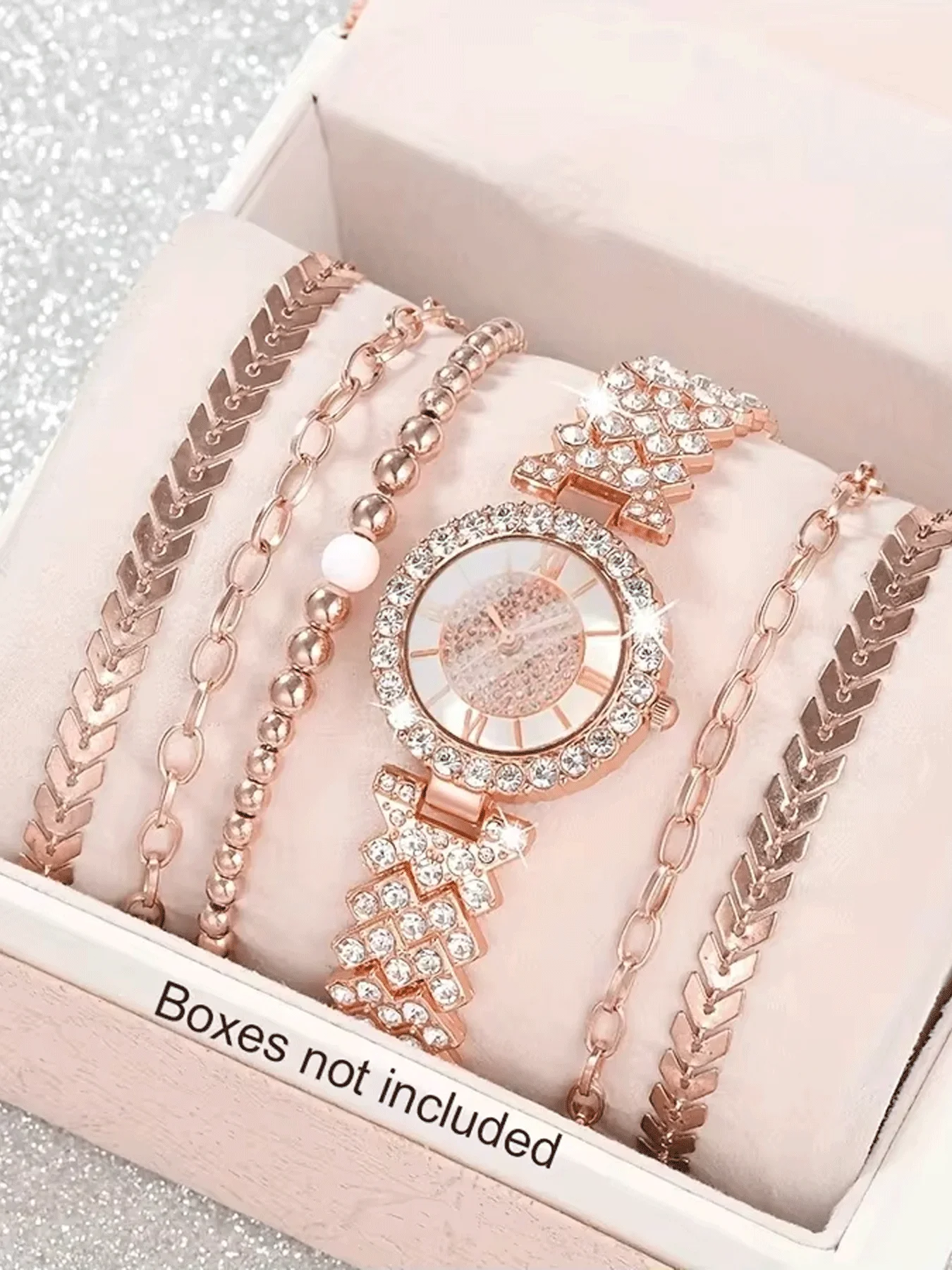 

6-piece exquisite and versatile women's watch set, fashionable quartz watch, casual steel strip watch, women's watch set