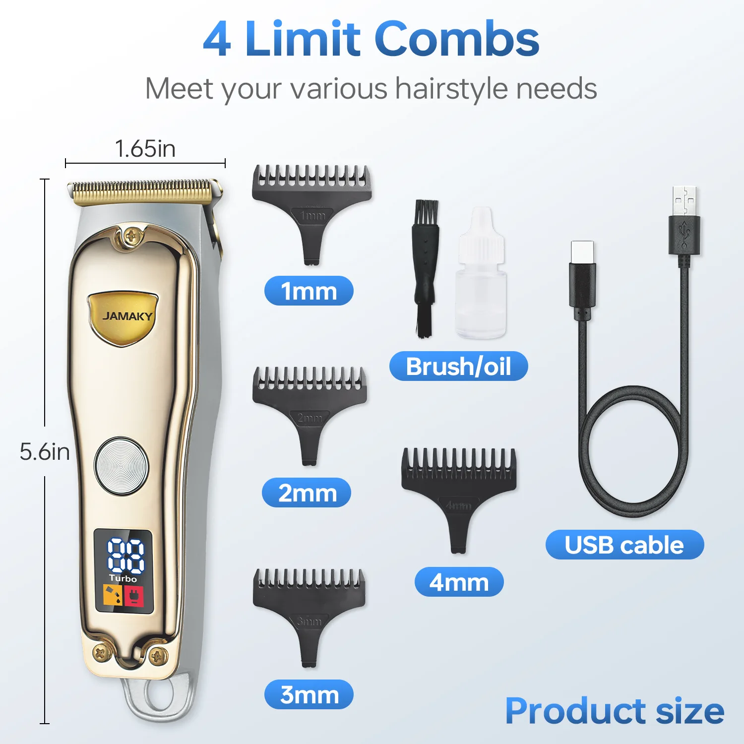 Heren Scheermes Haar Clipper Usb Opladen Thuis Digitale Display Elektrische Clipper Multifunctionele Scheren Elektrische Tondeuse