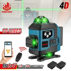 Wireless 16Lines 4D Laser Level With LED Digital Display 360 Horizontal Vertical Cross Self-Leveling Rechargeable Leveling Tool