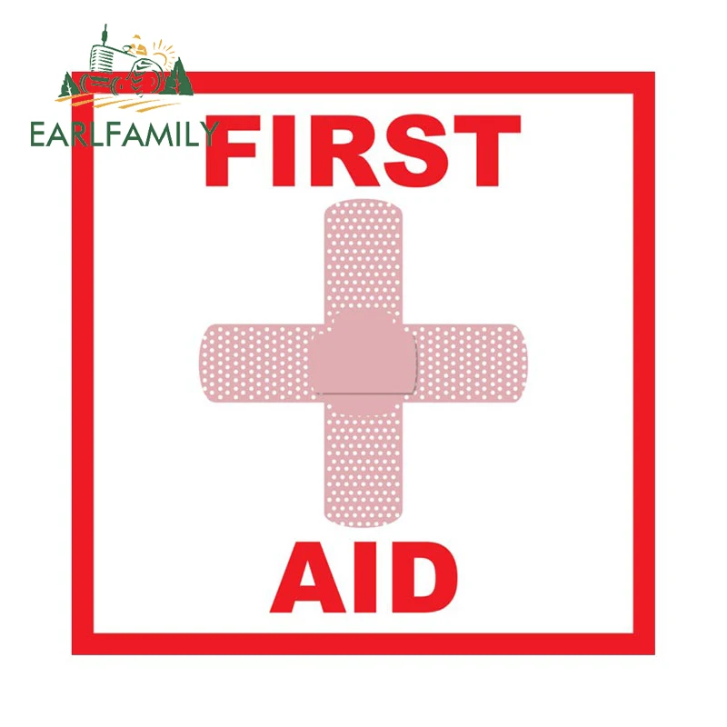 EARLFAMILY 13cm X 13.0cm First Aid Interesting Car Stickers Fashion Skateboard Motorcycle RV Scratch Resistant Decal Graphics