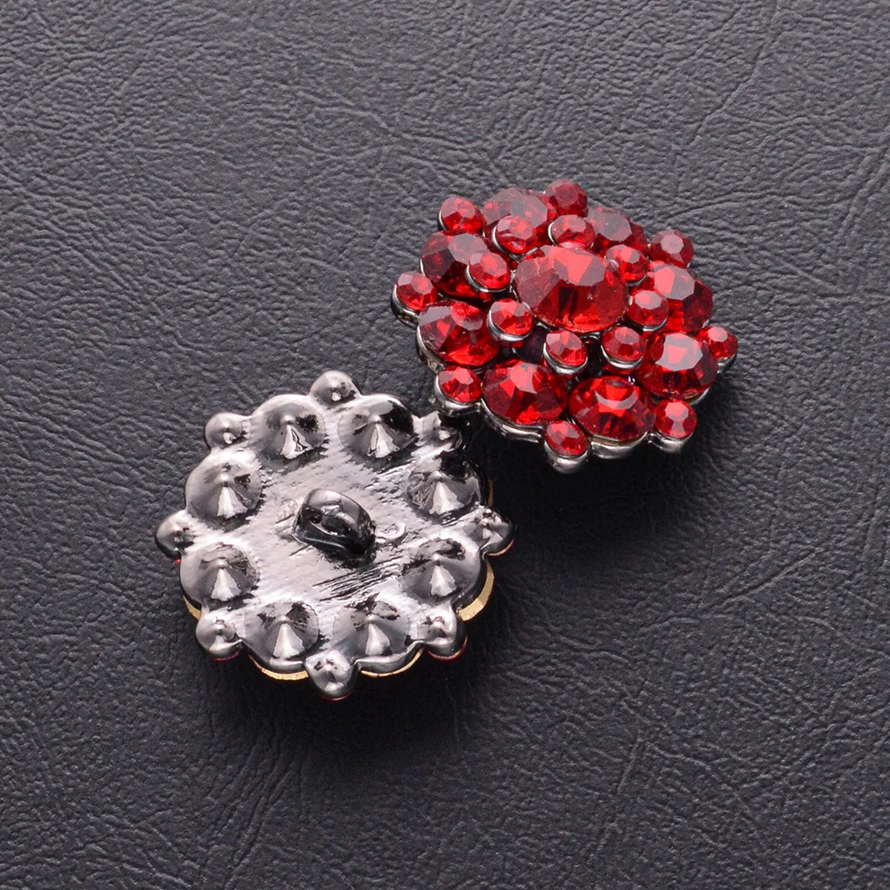 2pcs/Pack 24mm Red Full Rhinestone Metal Shank Buttons For DIY Shirts Sweater Shoes Deco Fashion Jewelry Accessories