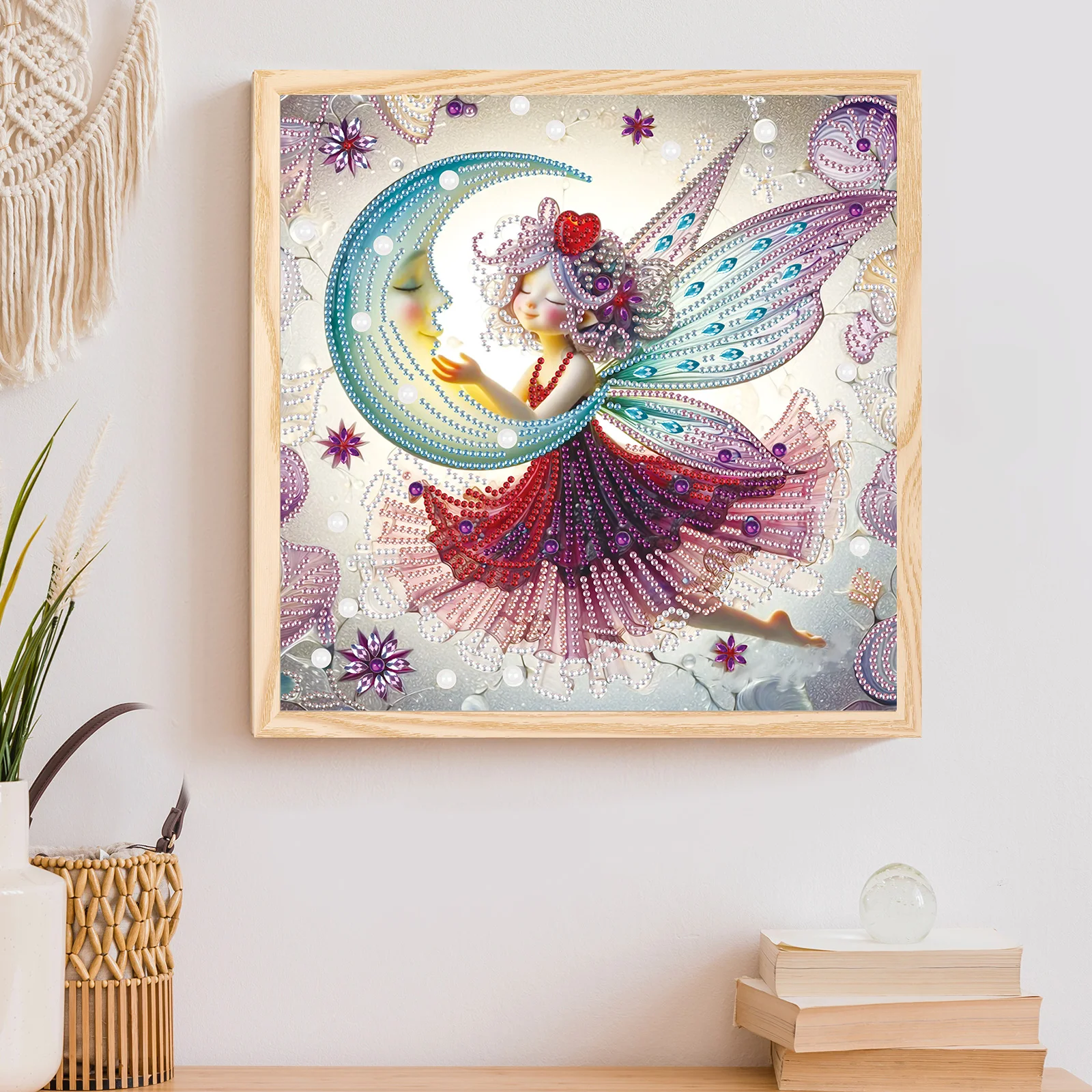 مجموعة فنية ماسية ذات شكل خاص من DIY Moon Fairy للمبتدئين والكبار، مجموعات رسم فنية ماسية لتزيين جدران المنزل كهدية #5