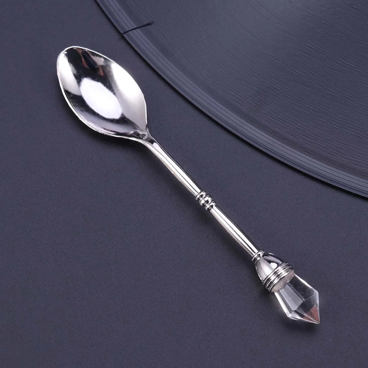 

Bronze European Court Style Retro Coffee Spoon Embed Diamond Head Small Stirring Spoon for Cocktail Drink Ice Cream
