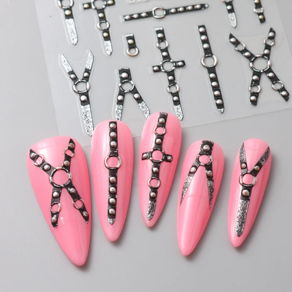 5D القوطية الشرير مسمار الفن ملصق تنقش المشارب بريق مسمار الشارات الأسود ضمادة ذاتية اللصق المتزلجون زينة الهالوين