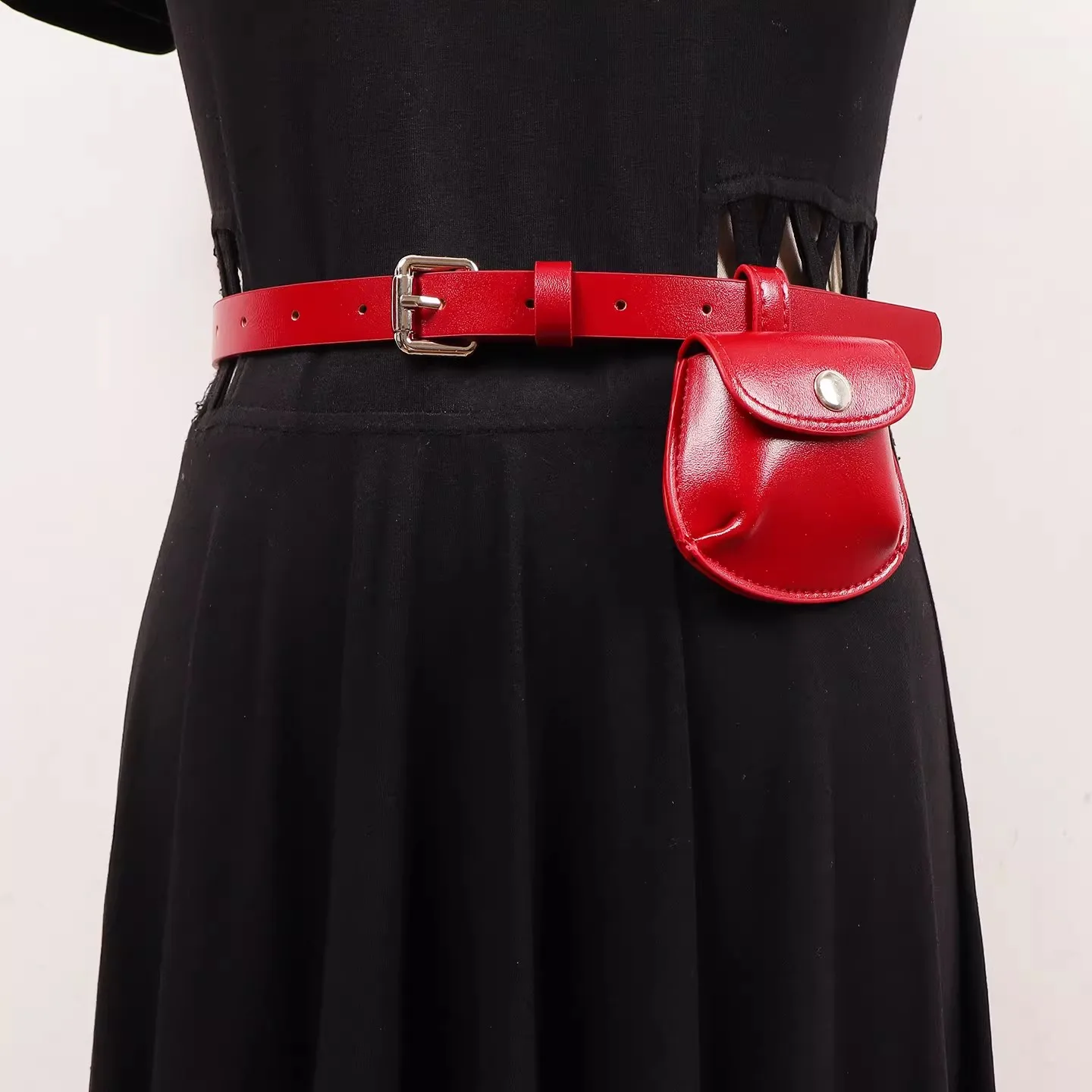 Women's Runway Fashion PU Leather Small Bag Cummerbunds Female Dress Corsets Waistband Belts Decoration Narrow Belt R3223