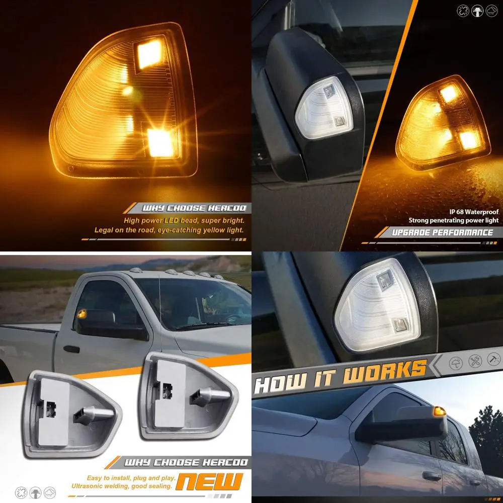 

Clear Lens LED Side Mirror Turn Signal Lights for 2010-2018 Dodge Ram 1500, 2500, 3500, 4500, 5500 - Pack of 2