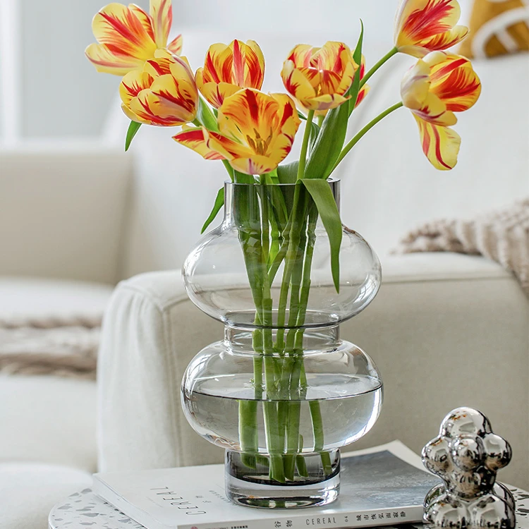 French Medieval Simple Vase Transparent Glass Living Room Flower Arrangement