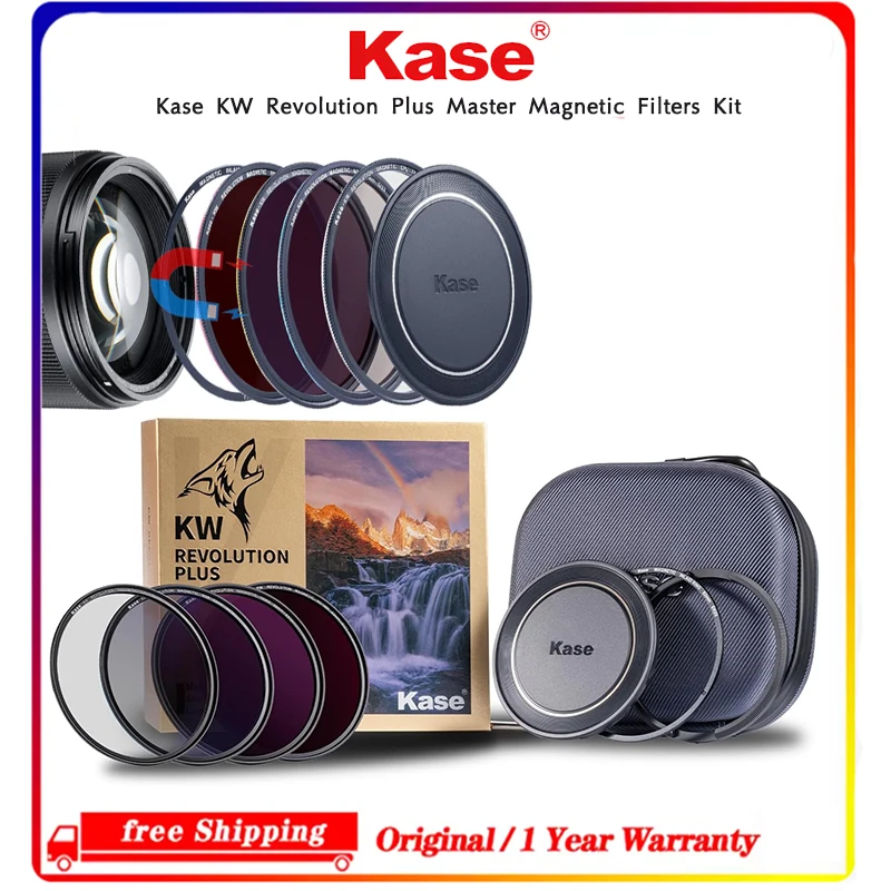 77mm Kase Wolverine Revolution Plus Magnetic Filter Set CPL ND8 ND64 ND1000 Color Coded Rings Tempered Optical Glass