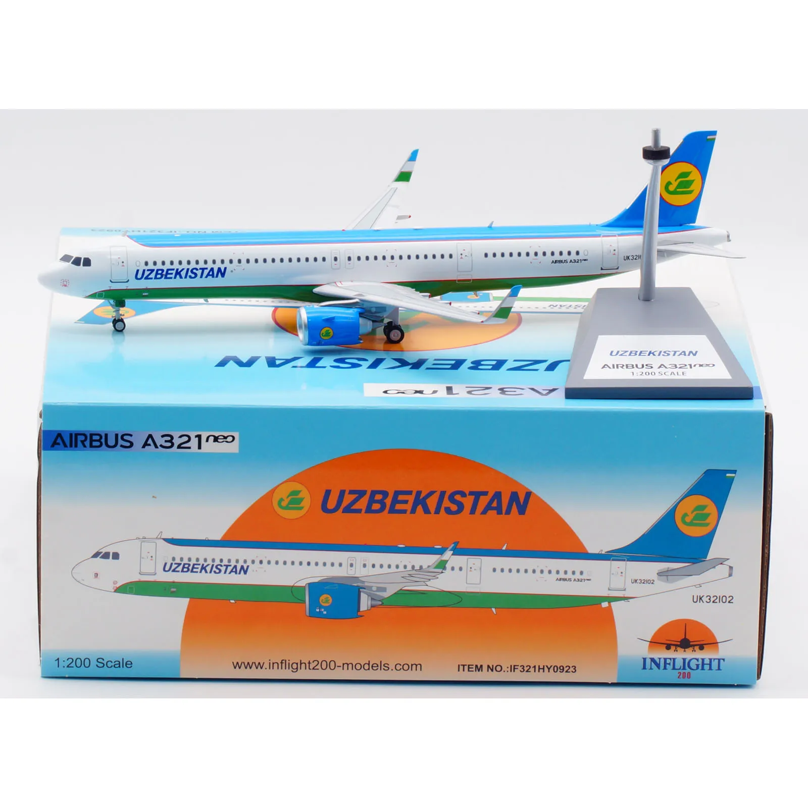 IF321HY0923 Alloy Collectible Plane Gift INFLIGHT 1:200 Uzbekistan Airways Airbus A321neo Diecast Aircraft Jet Model UK32102