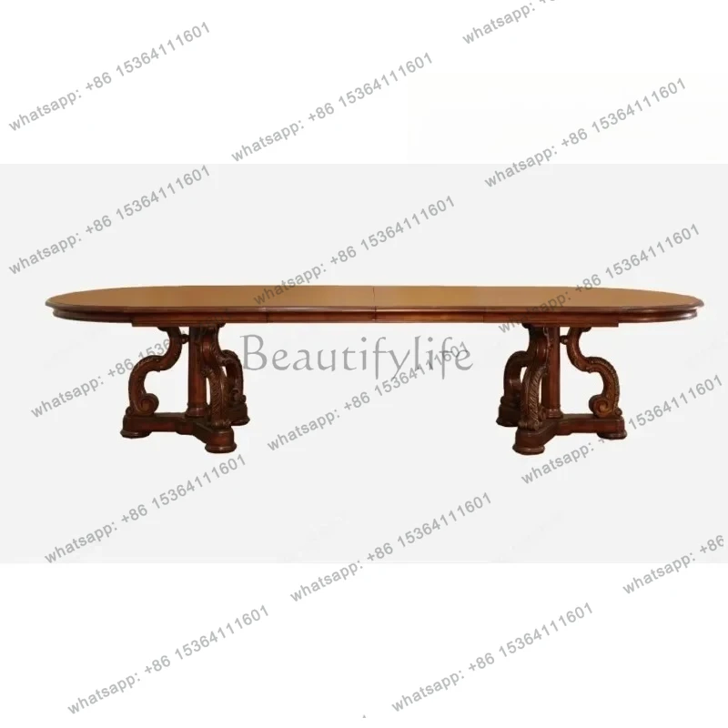 

American Villa Furniture Oval Long Dining Table Tabletop Adjustable 8 to 10 People Dining Table Western Dining Table