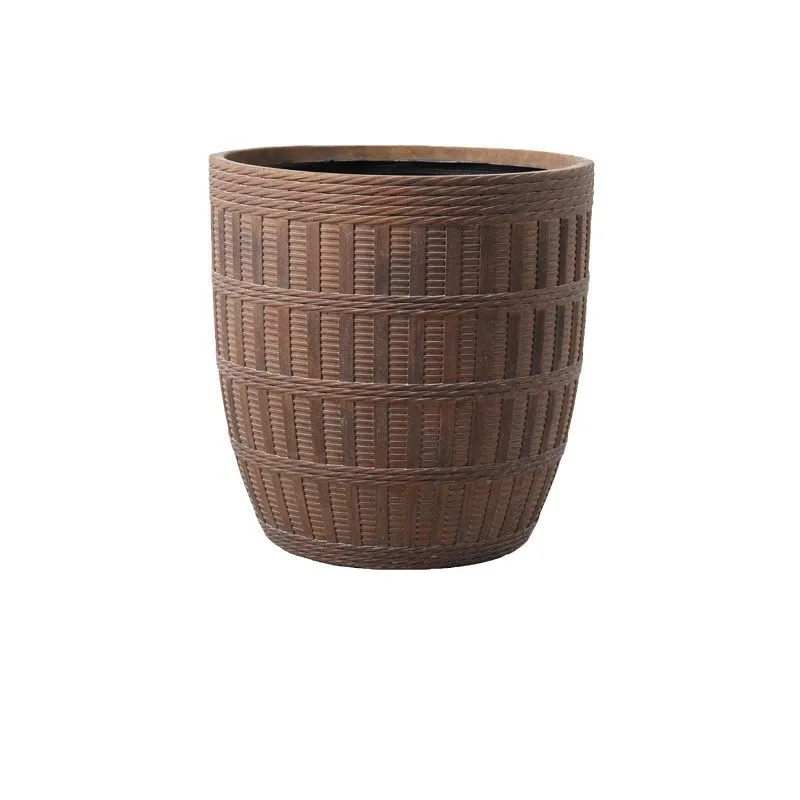 Rattan basket type large diameter magnesium mud flower pot with roller tray floor pot loose tail sunflower peacock xylophone lea