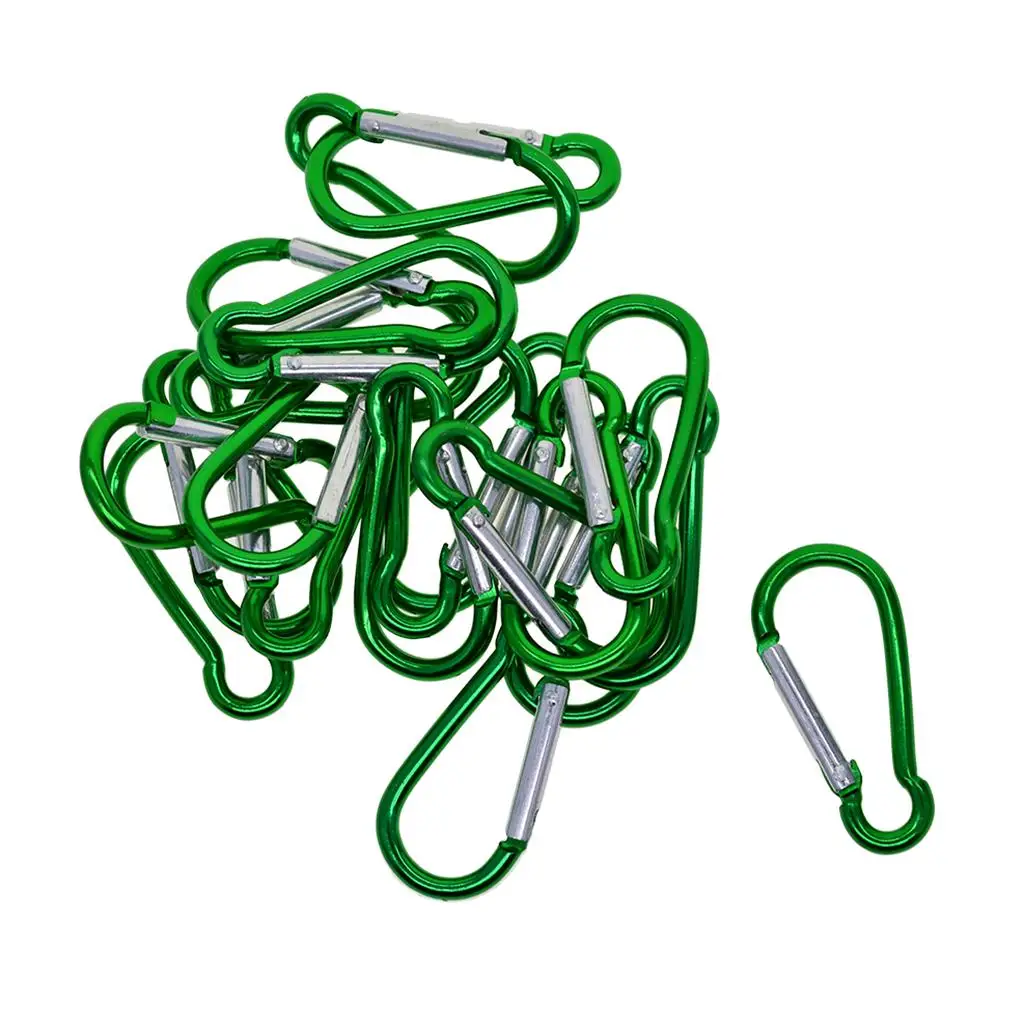 20pcs Mini Climbing Carabiner Buckle Snap Spring Clip Hook Keychain Green