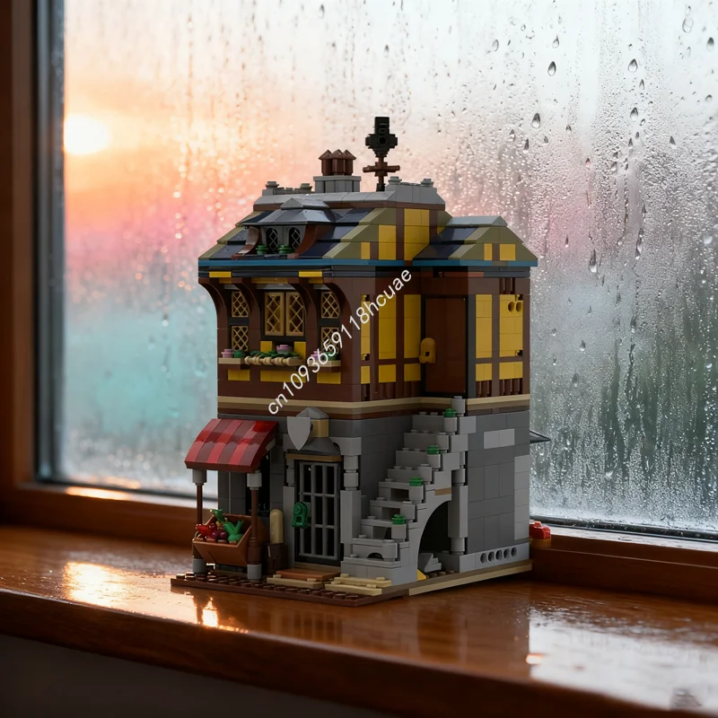 1051 قطعة MOC تاجر القرون الوسطى S منزل وحدات نموذج اللبنات العمارة لتقوم بها بنفسك الطوب الاطفال هدايا عيد الميلاد لعبة عيد الميلاد #1