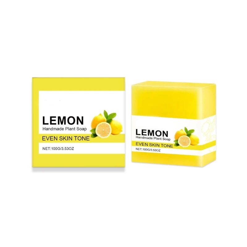 Lemon Scented Handmade Soap Bar Rich Vitamin C Essential Oil Soap for Clear Pores and Hydrations Face and Body Soap 100g