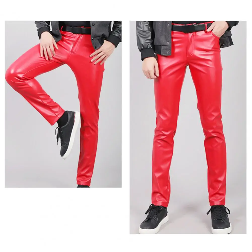 

Men Nightclub Pants Stylish Men's Faux Leather Pants for Hip Hop Style Streetwear Party Club Performance Slim Fit Waterproof