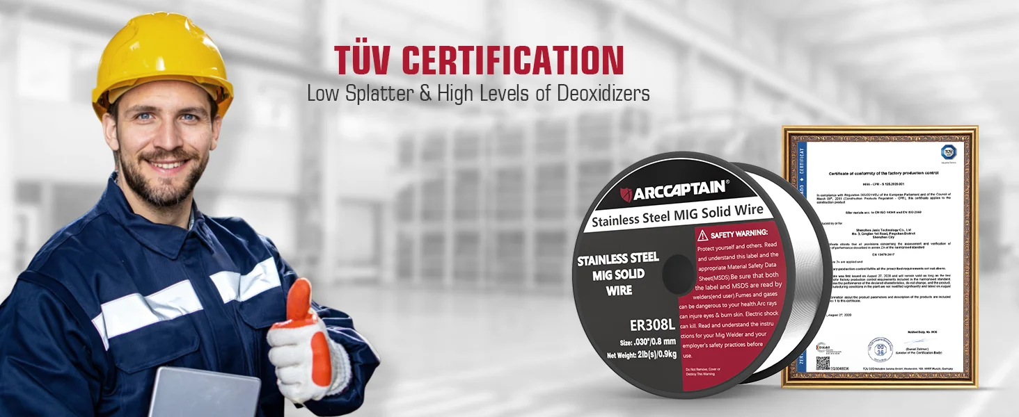 ARCCAPTAIN Edelstahl ER308L MIG-Massivdraht Gasschweißdraht 0,8mm 0,9mm 1kg 1 Rolle für MIG-Schweißmaschinen zum Löten – Detail 3