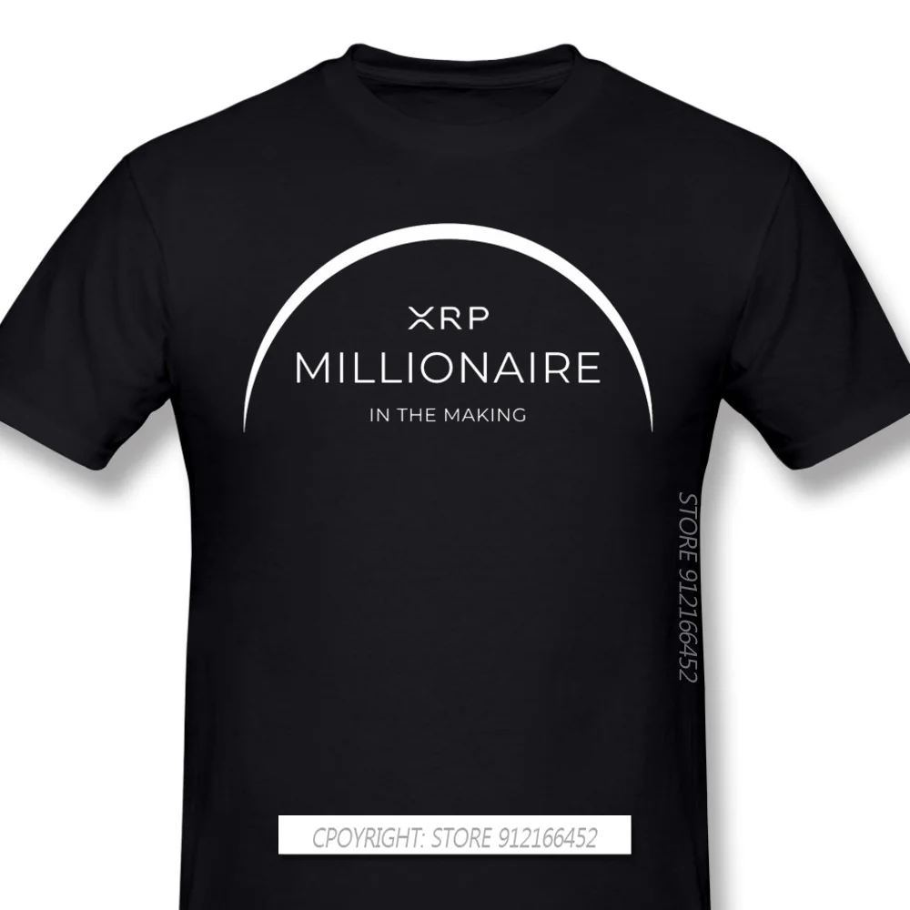 Men XRP Ripple Coin Cryptocurrency Black T-Shirts Crypto Millionaire In The Making TShirt Pure Cotton Tee Harajuku Shirt Adult