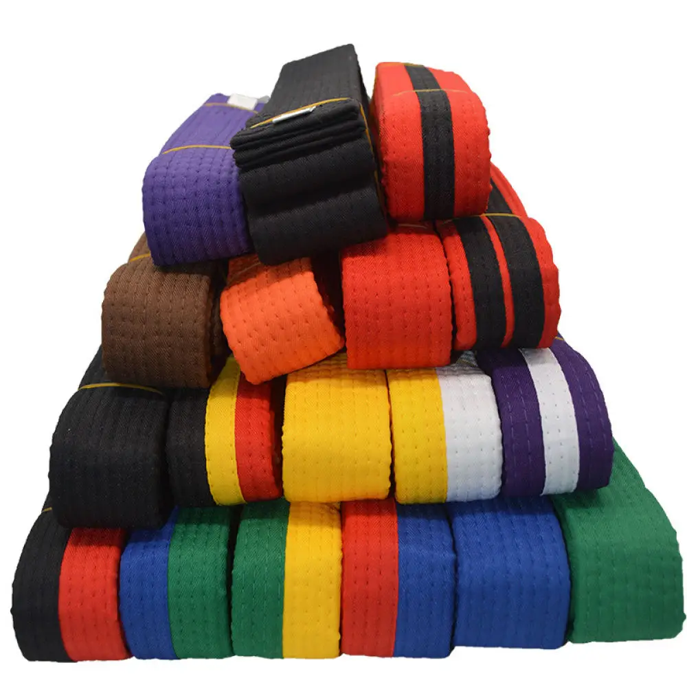 Durable Martial Arts Sash Training Belt Cotton Karate Taekwondo Judo Professional Ranking Colored Waistband Sports Gear
