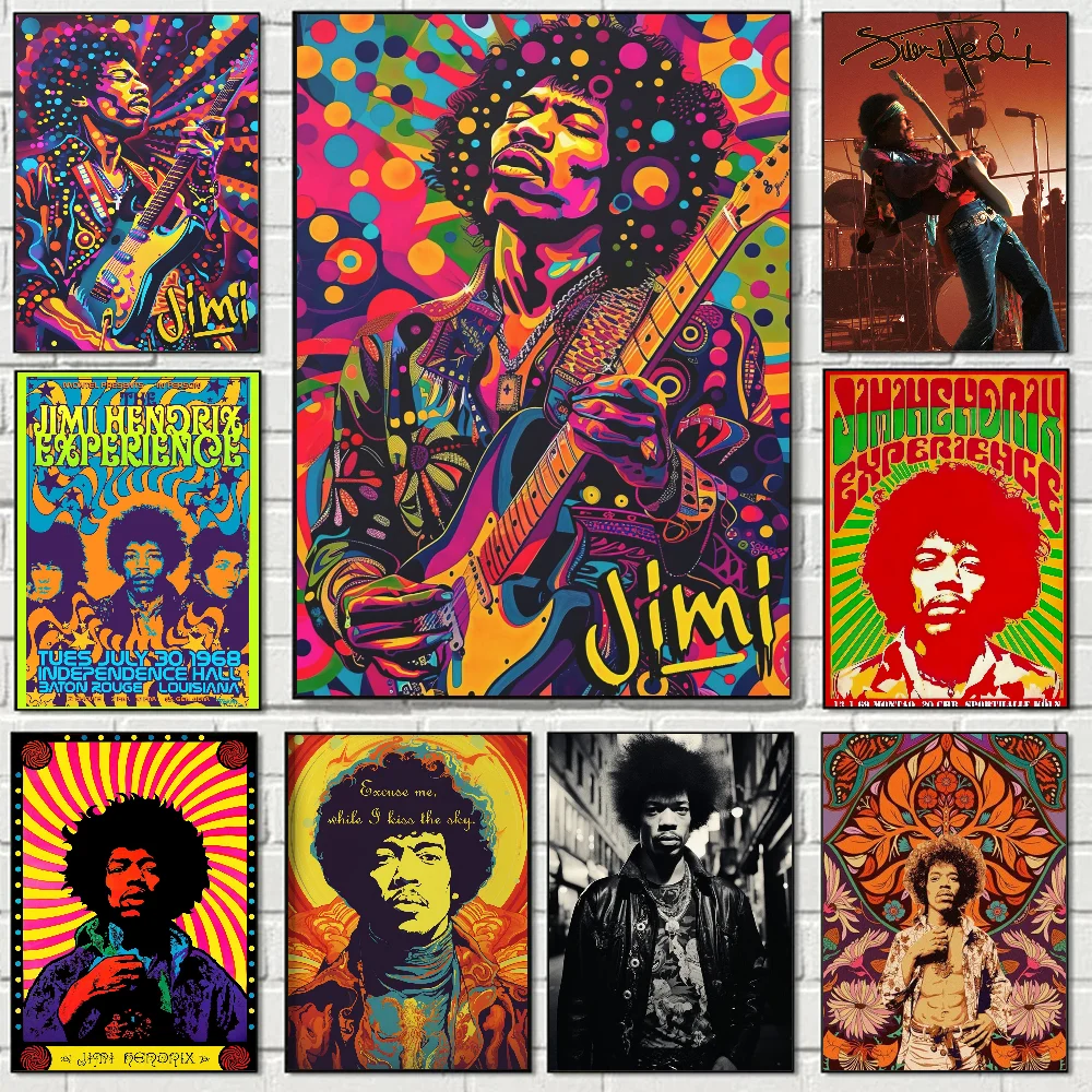 SINGER J-JIMI H-HENDRIX Poster Self-adhesive Art Waterproof 