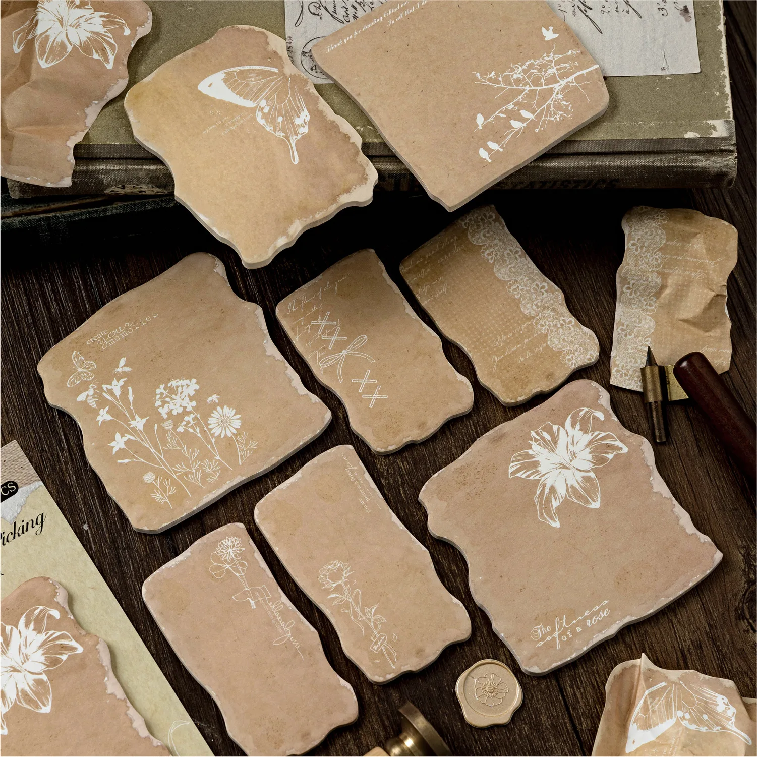 30pcs/lot Memo Pads Material Paper Tear off the edge imprint Junk Journal Scrapbooking paper Decoration stationery