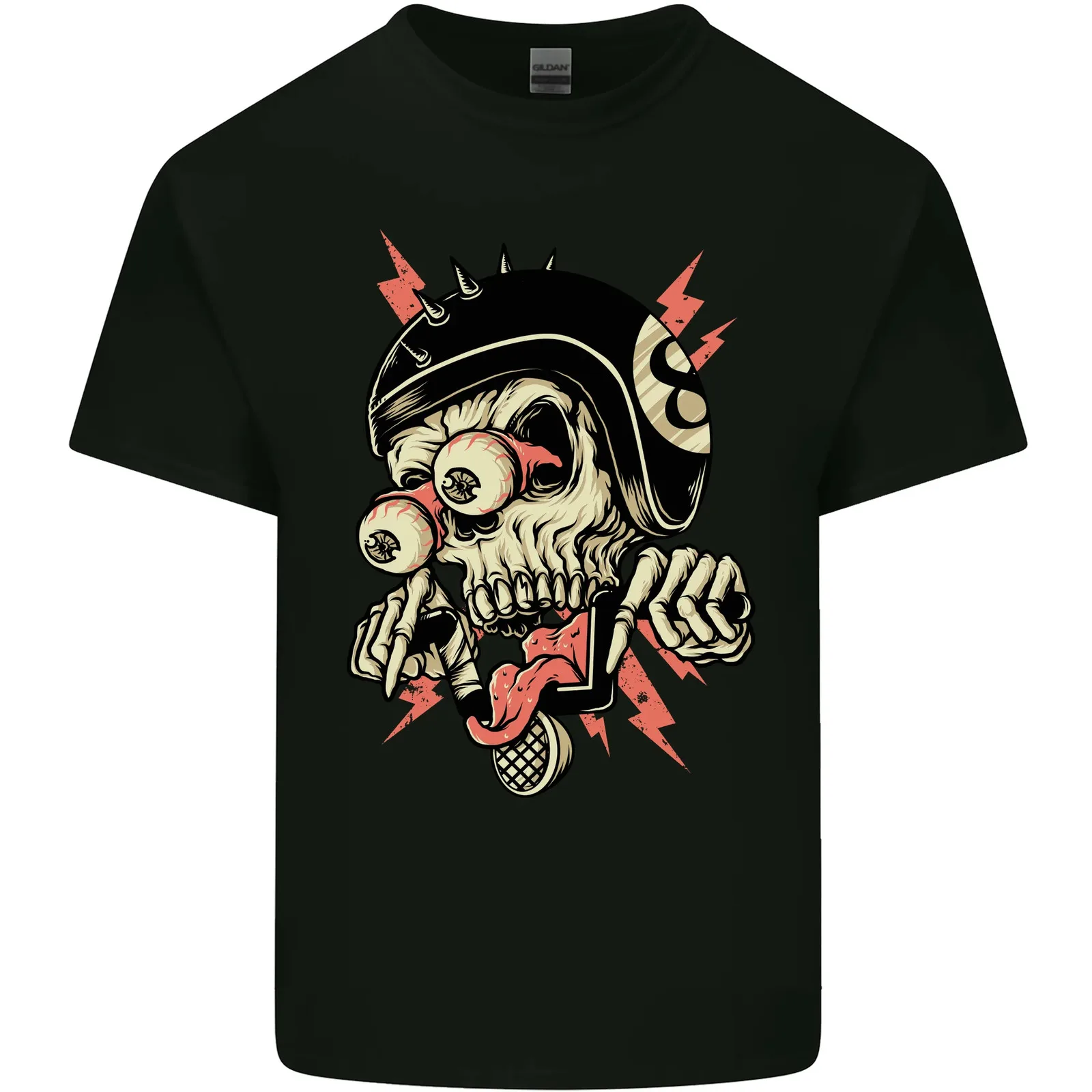 Freaky Biker Skull Motorcycle Motorbike Mens Cotton T-Shirt Tee Top