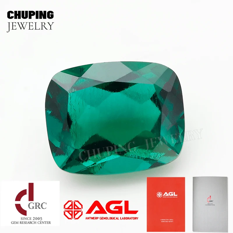 

Cushion Cut Lab Zambian Hydrothermal With AGL Certificate Loose Cultivate Zambian Emerald 0.4-4ct For Earrings Jewelry Making