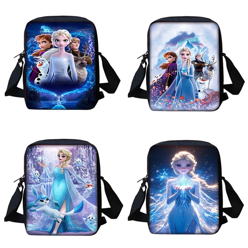 Anime congelado princesa elsa menino meninas impresso ombro saco do mensageiro criança bolsa casual das mulheres dos homens saco de telefone saco de compras