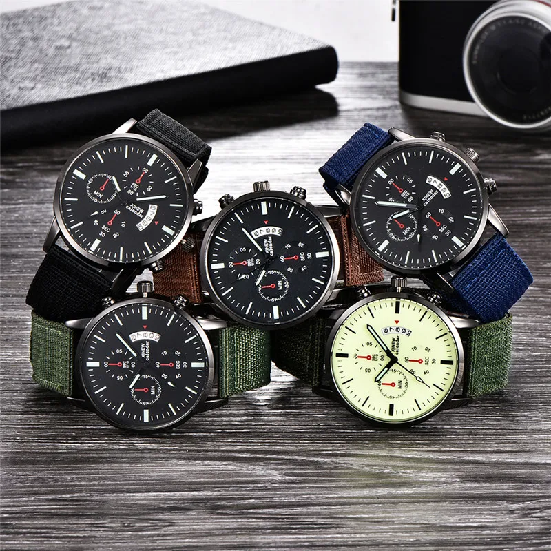 Reloj Hombre Original XINEW Brand Watches For Men Fashion Casual Nylon Band Army Date Quartz Watch Black Relogio Masculino 2024