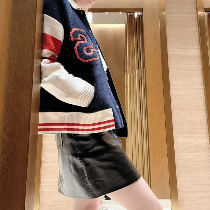 

Quali S Home 2023, ранняя осень, повседневный полосатый цветной дизайн, универсальный вязаный кардиган, модное длинное шерстяное пальто све