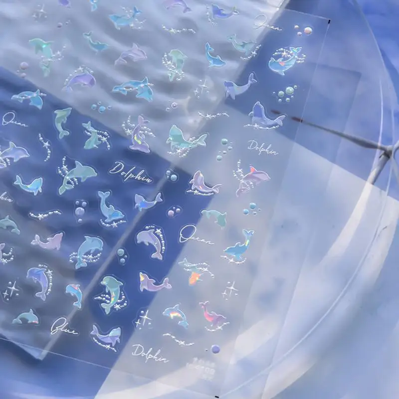 Autocollants d'été brillants pour décorations d'ongles, autocollants pour Nail Art, coquille 5D, transfert de bulles lumineuses, curseur, décalcomanies de manucure à faire soi-même