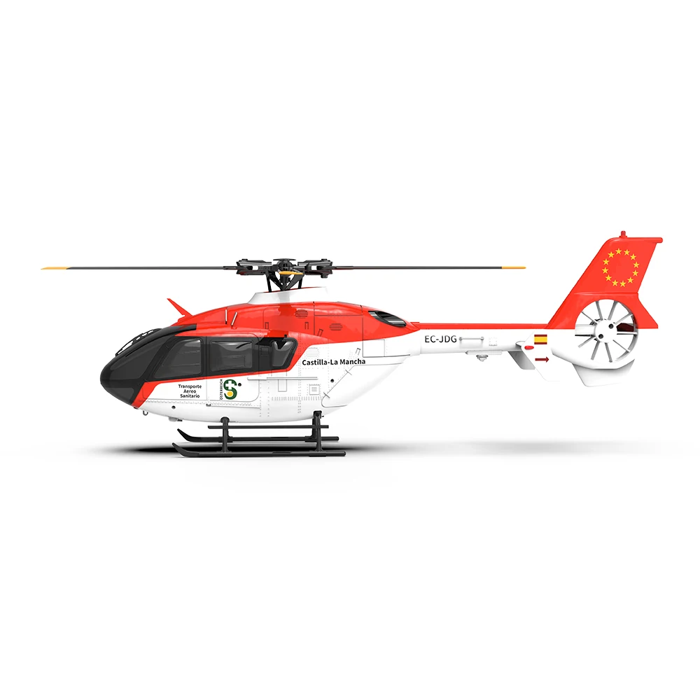 E135 2.4G 6CH Direct Drive Dual Brushless One Key 3D Roll Flybarless 1:36 EC135 Scale RC Helicopter RTF For Beginners