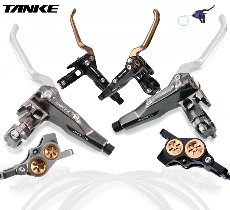 TANKE MTB 4 Piston 2200MM Anodized Oil Brake Mountain Bike Hydraulic L R Split-type Disc Brakes Dual Brake Caliper Construction