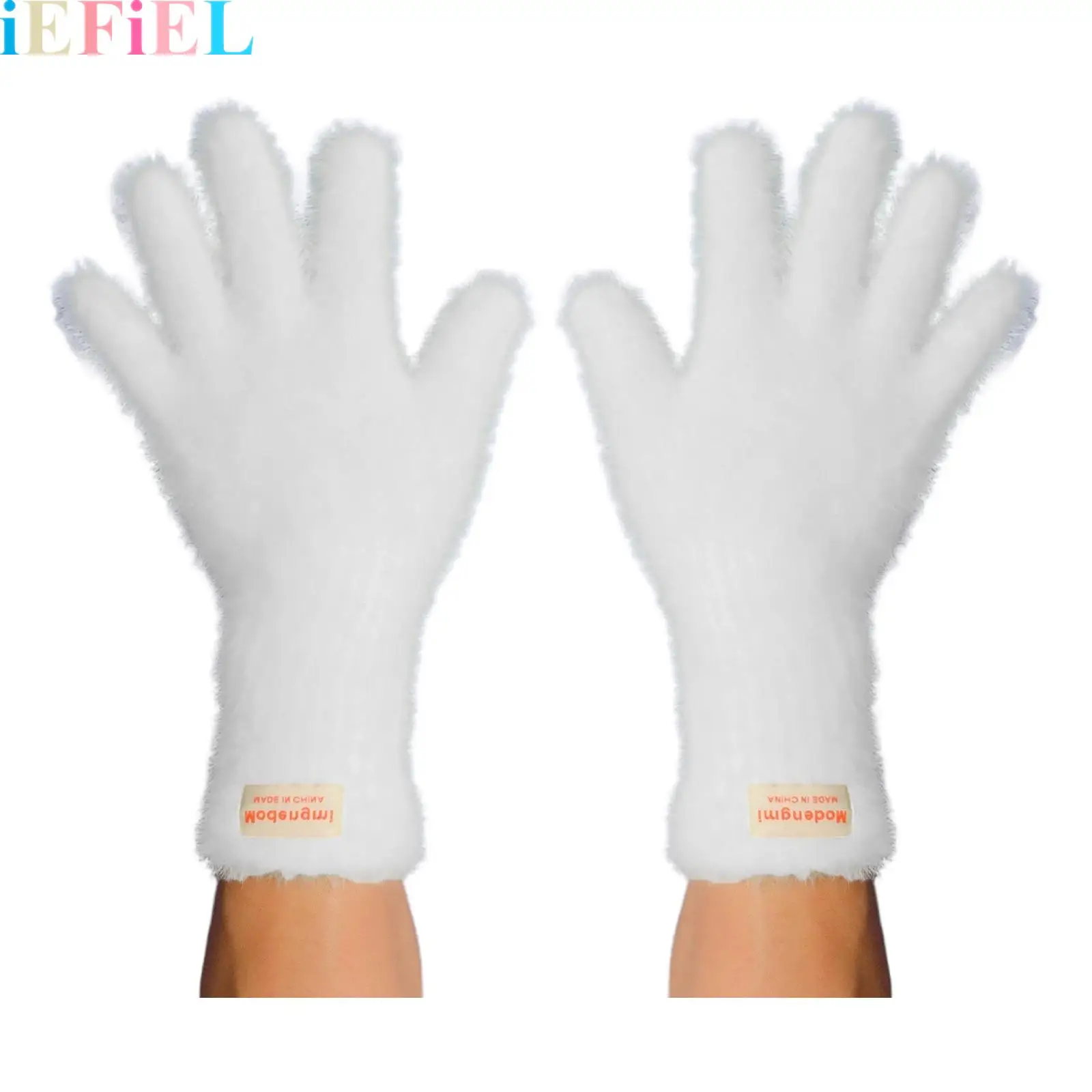 

Mitten Plush Gloves Extended Warm Gloves Solid Color Touch Screen Elastic Thermal Knit Gloves for Cold Weather