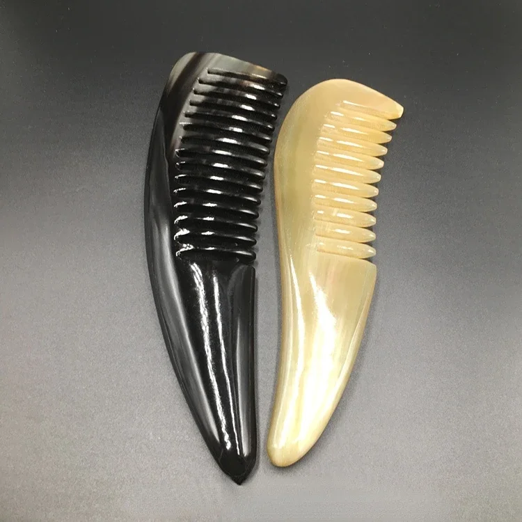 

New natural jade gua sha comb natural black cow horn comb for curly fair