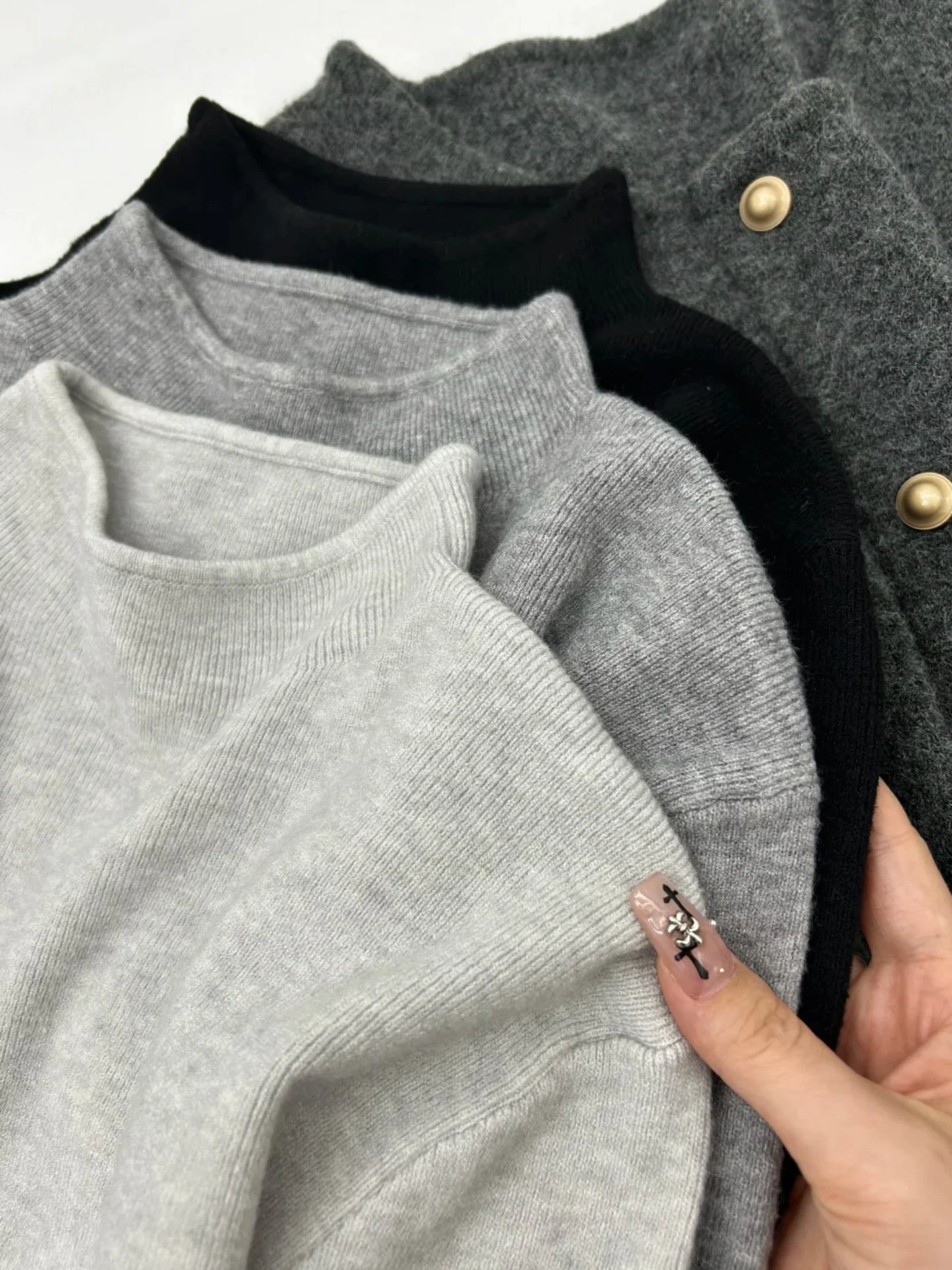 Soft Comfortable Long Sve Knitted Base irt Korean Design All-Match Women's Faion Commute Sle Pure Color Overhead Top
