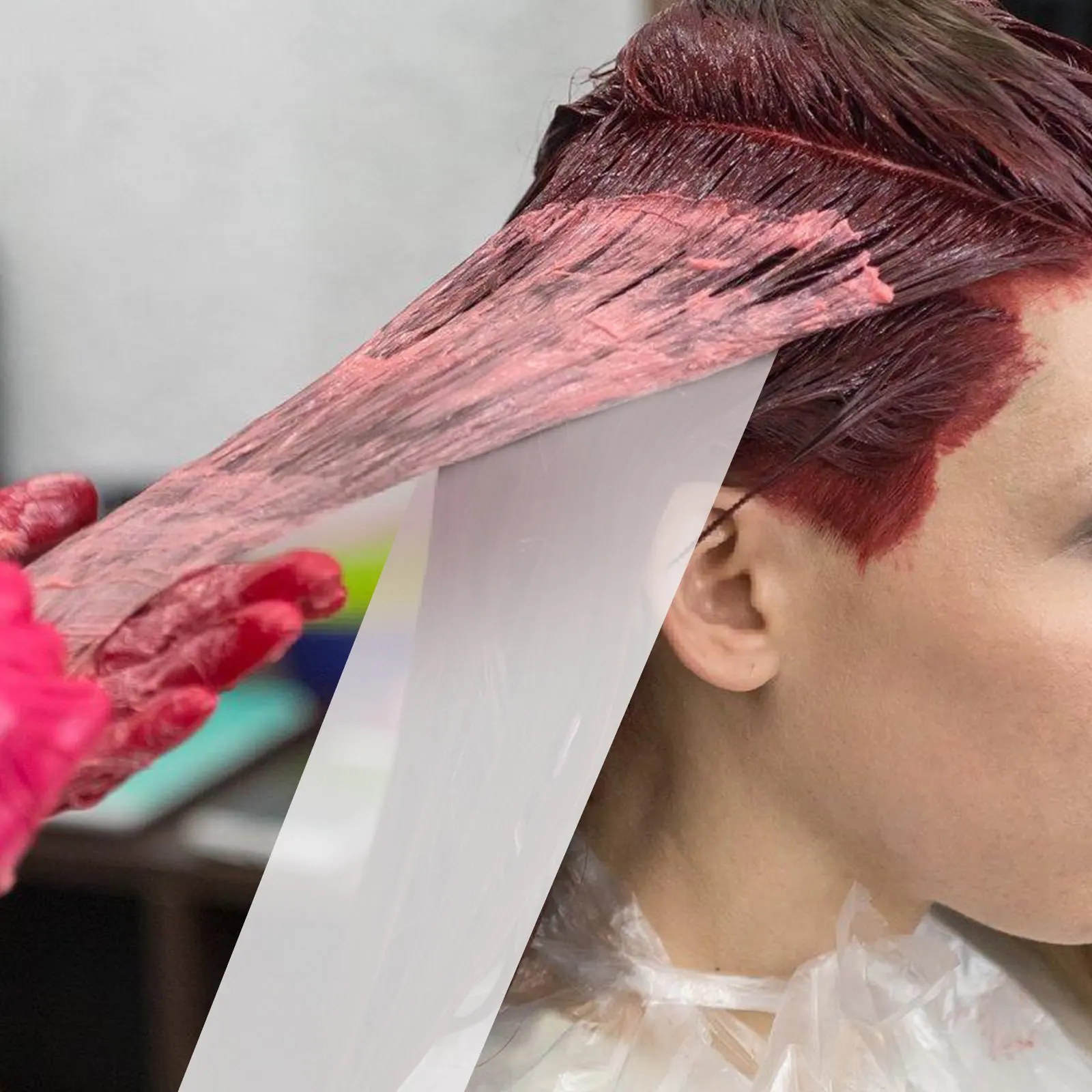 

100pcs Hair Dye Wrap Paper For Scalp Protection Dyeing Separating Sheets Hair Coloring Tool Salon Use Tint Application Mesh