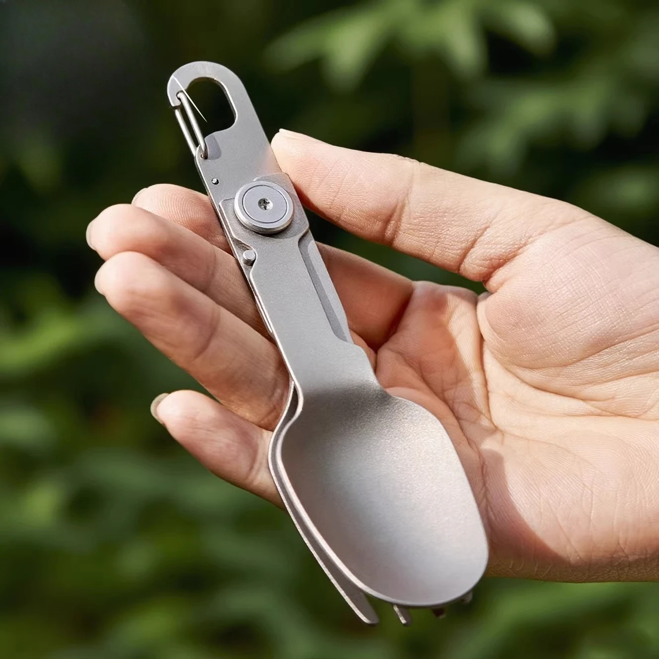 

Складная вилка-ложка из чистого титана, портативная посуда для путешествий и кемпинга, многофункциональные столовые приборы из титанового сплава